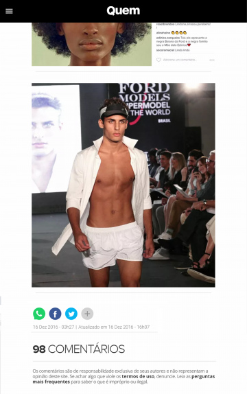 Revista Quem - Concurso Ford Supermodels 2016